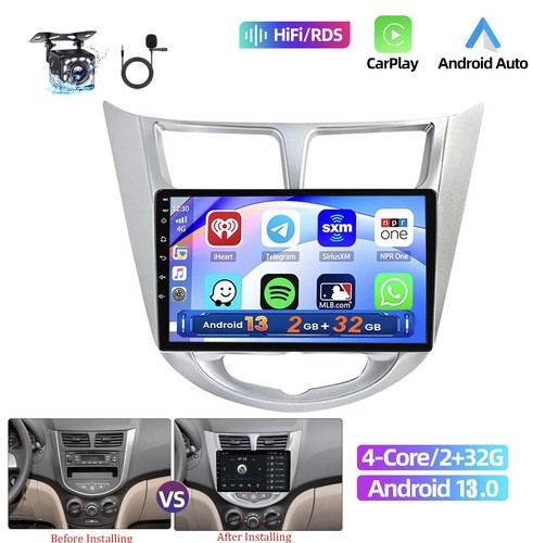 Android13 Car Stereo Radio WiFi GPS Carplay For Hyundai Solaris Accent Verna 32G