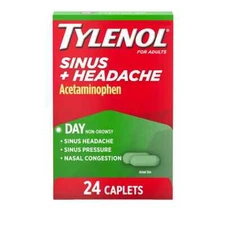 Tylenol Day Sinus + Headache Relief Acetaminophen Caplets For Adults 24 Count