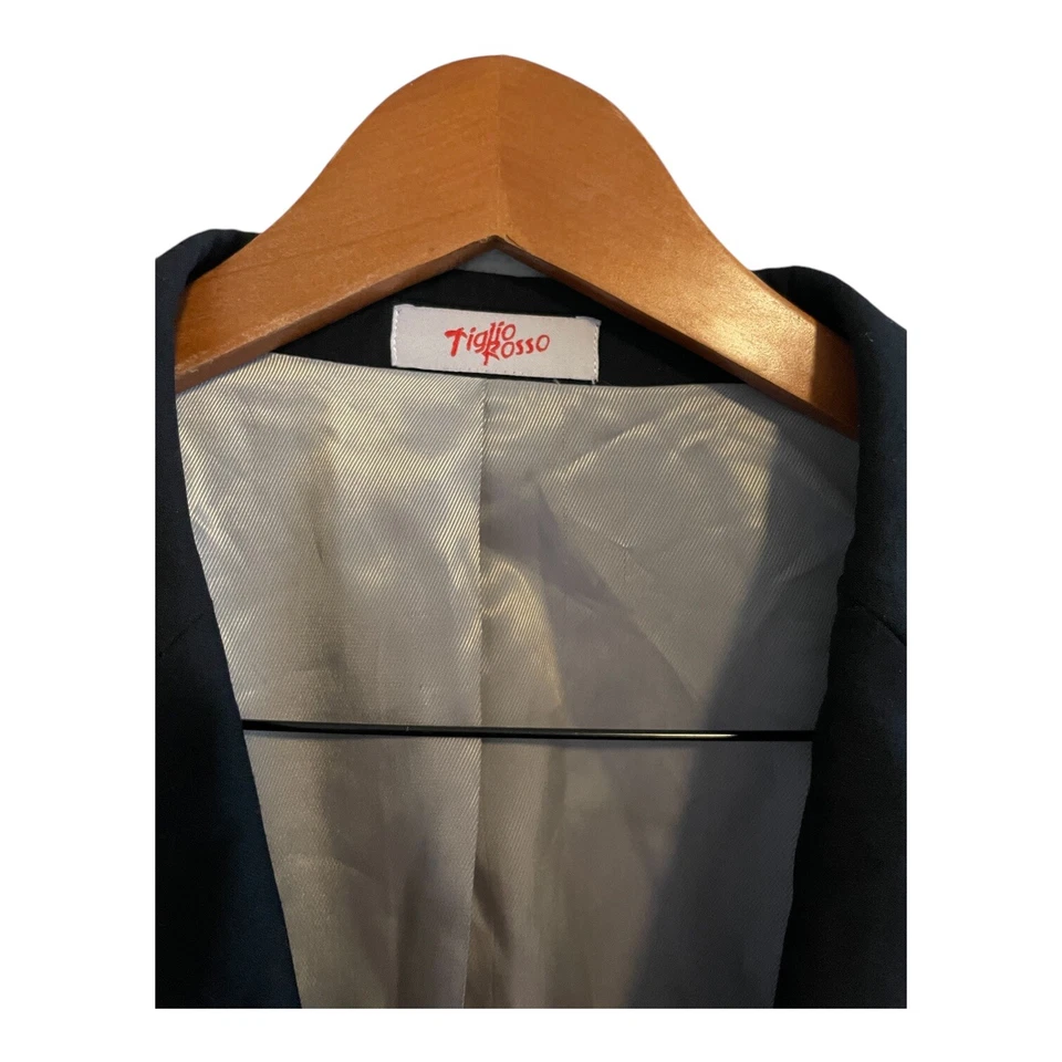 Tiglio Rosso Hombre Traje de Lana Chaqueta Blazer 48R Negro 1 Botón Lanifico Di Biella Foto 3 de 4