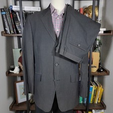 Banana Republic Men's 2PC Sport Coat Pants Gray Striped Cotton Size 44R 36x29