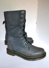 Dr Martens Hazil Virginia Lead Size 8 - 11 Hole Lace-up Boots Darken Suede