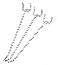 6 inch Standard Single Arm Steel Pegboard Gridwall Hook - 3 Pack