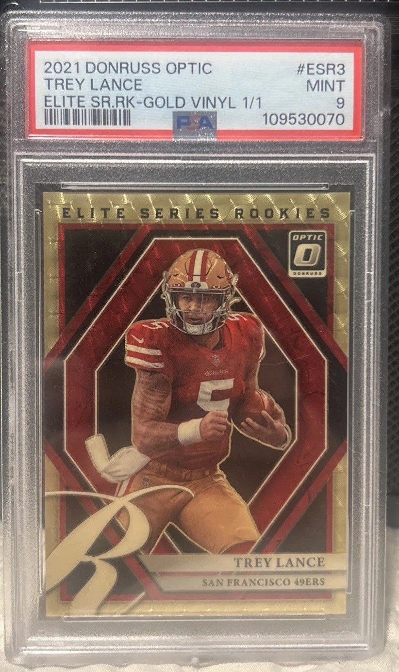 Trey Lance Panini Donruss Optic Elite Series Rookies #ESR3 Gold Vinyl