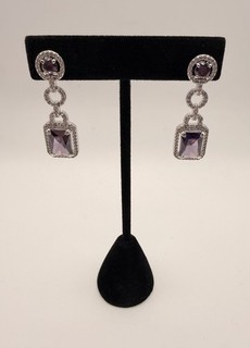 Bomb Party ER93230 Earring She’s Positively Glamorous Amethyst CZ Rhodium NWOT