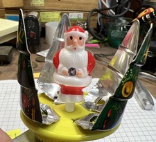 VTG 1950s Tin Litho Spinning Santa Claus Tree Push Toy Christmas Made in Japan