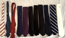 Lot Of 8 Neckties And 3 Bow Ties Hilfiger, Ben Sherman, DKNY, Brooks Brothers 