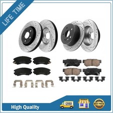 Front Rear Drilled Slotted Brake Rotors and Pads for 2007-2010 Hyndai Elantra