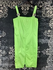 Elegant Women's Green Versace Midi Dress with Gold Medusa Detail, Size S