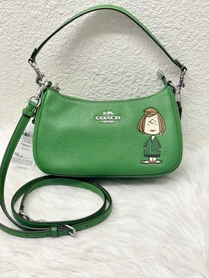 NWT Coach X Peanuts Teri Shoulder Bag With Peppermint Print CBJ77