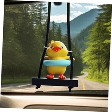 Cool Swinging Duck Car Hanging Ornament, Cute Car Rear View Mirror Swim Ring