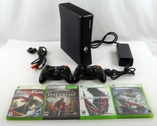 Microsoft Xbox 360 S 4GB Console 1439 w/ Games Cables Two Controllers