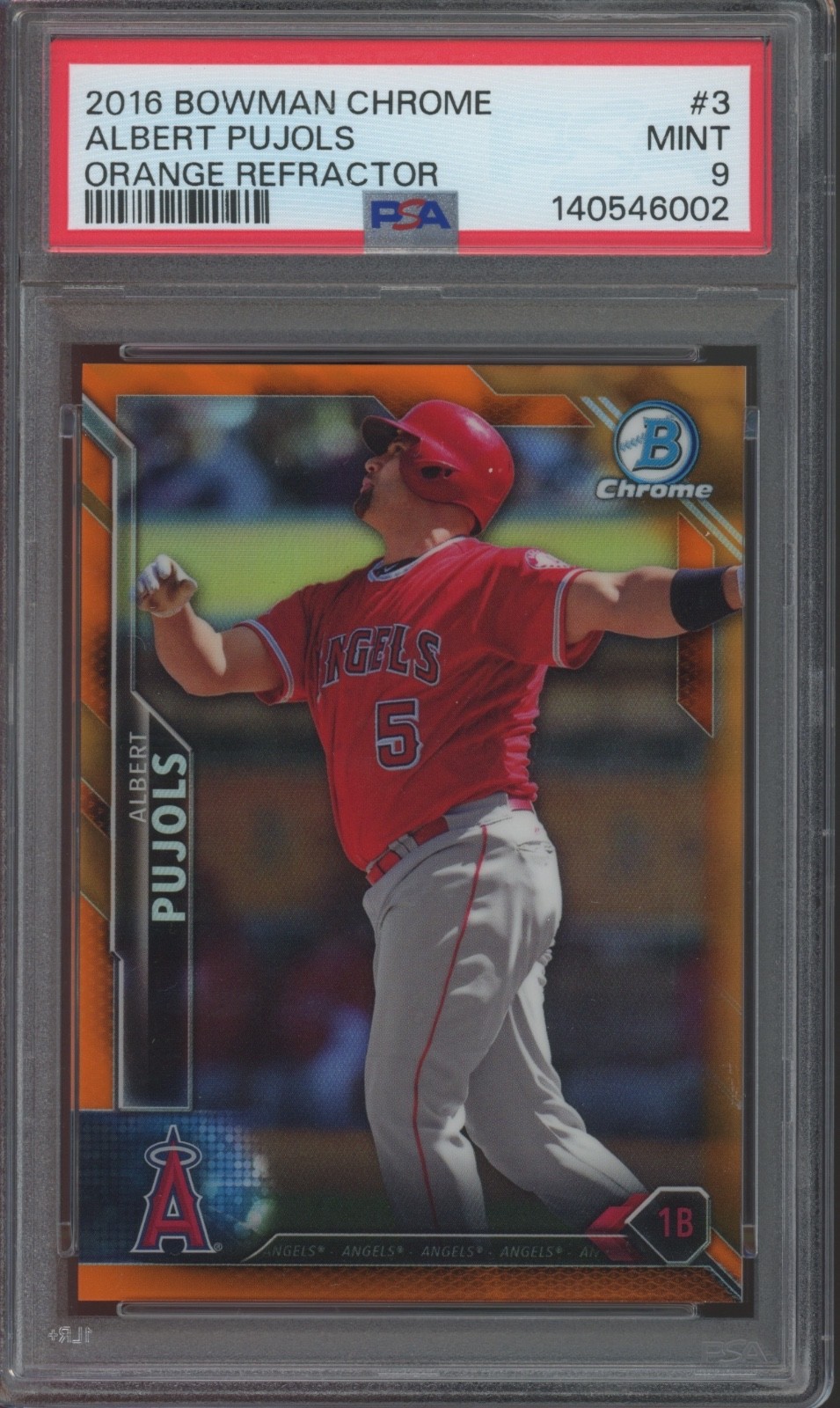 2016 Bowman Chrome Orange Refractor #3 Albert Pujols /25 Mint PSA 9