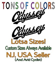 TWO Odyssey Die Cut Vinyl Decals Freestyle BMX VBMX Bike Cycling 20" Old School