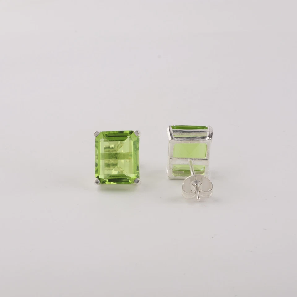 Peridot Gemstone Silver Elegant Earring 0.4" 925 Sterling Silver Jewelry For Her - Image 3 of 4