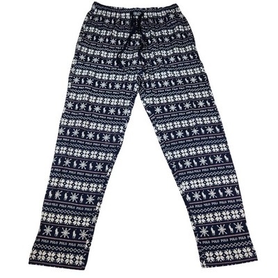 Polo Ralph Lauren Fair Isle Snowflake Pajama Pants Sleepwear M Navy White