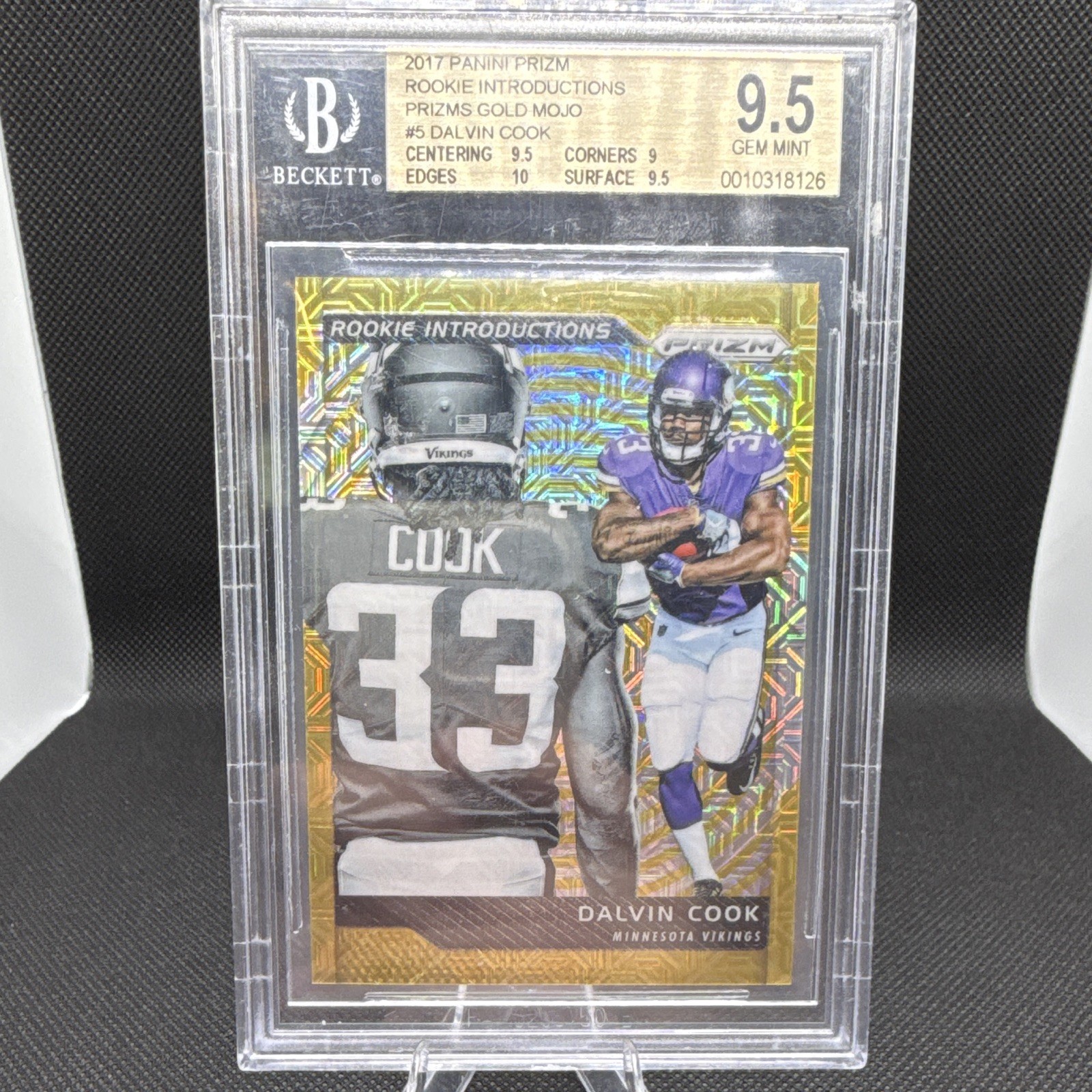 Dalvin Cook Panini Prizm Rookie Introductions #5 Gold Mojo