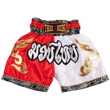 MUAY NATION Kid Muay Thai Boxing Shorts US, Age, 9 9-12 Years, Red/White