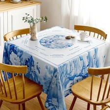 American Mahjong Table Cloth, Polyester Mahjong Mat for Table, Blue Flowers
