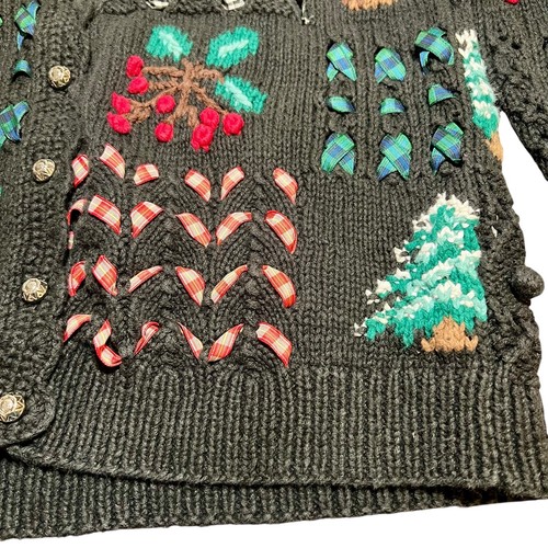 Northern Isles Knitted By Hand Christmas Holiday Cardigan Elaborate Vintage XL - Picture 8 of 16