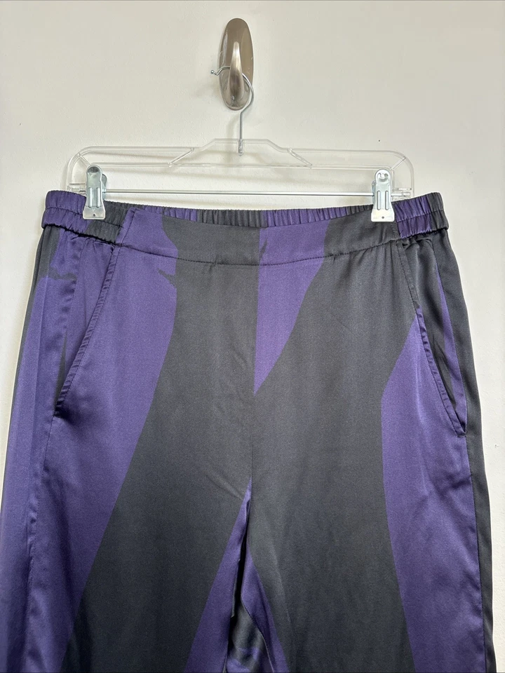 Ann Demeulemeester Pantalones Mujer Talla 42 Negro Morado Rayas Mezcla Seda Foto 3 de 4