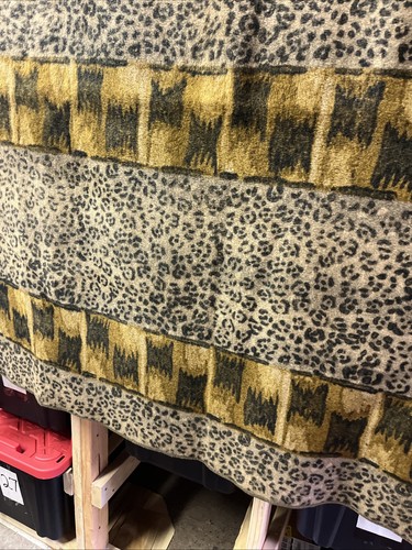 Antiker Stroock Wolle Rosshaar Buggy Kutsche Schoß Decke Leopardenmuster 60"x69" - Bild 12 von 17
