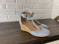 Vionic Amy Blue Espadrille Wedge Sandals Blue Canvas Women Sz 8