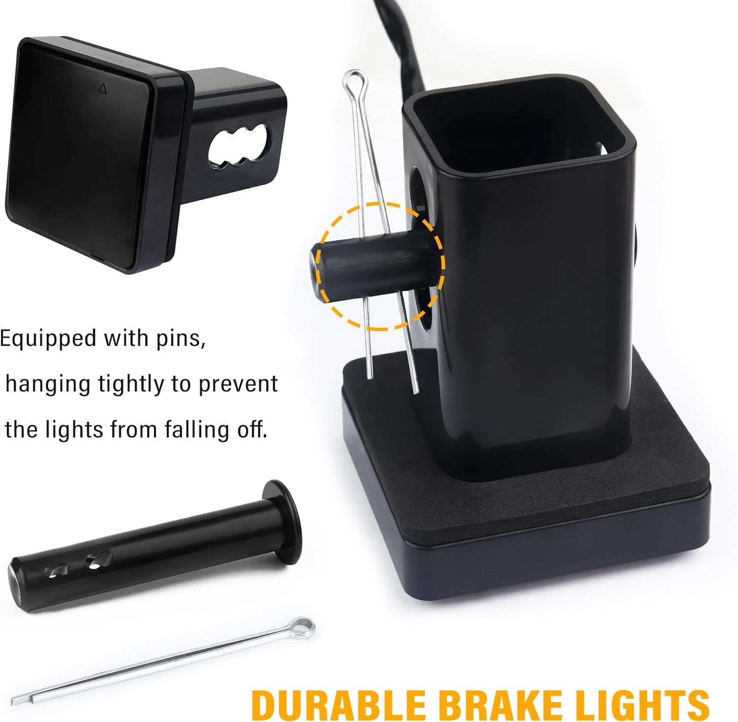 carleef 15 LED Trailer Hitch Brake Light,12V Red Lights Smoked Tail Black 