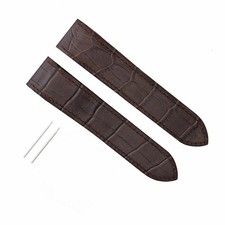 SCREW 24.5MM LEATHER STRAP BAND ALLIGATOR FIT CARTIER SANTOS 100 XL CHRONO BROWN