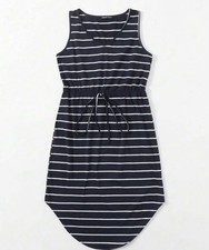 SHEIN LUNE Women's Striped Sleeveless Waist-Cinching Dress Size Medium