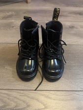 Toddler Doc Marten Rainbow Patent Black Lace Up Boots Size 8