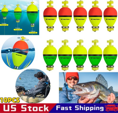 #ad #ad 10 Packs Weighted Bobbers for Fishing Foam Snap on Fishing Floats Ball Oval Fish $12.49
