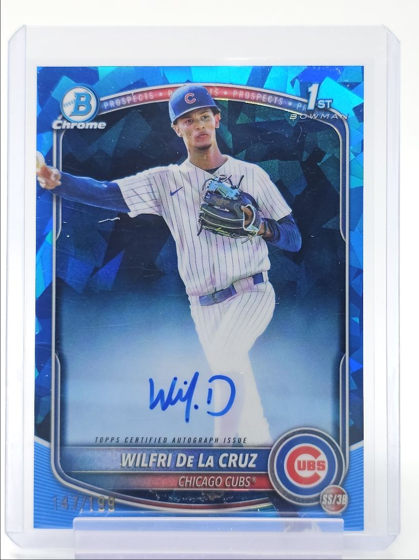 WILFRI DE LA CRUZ 2025 BOWMAN CHROME 1ST SAPPHIRE AUTOGRAPH AUTO /199 Q4060