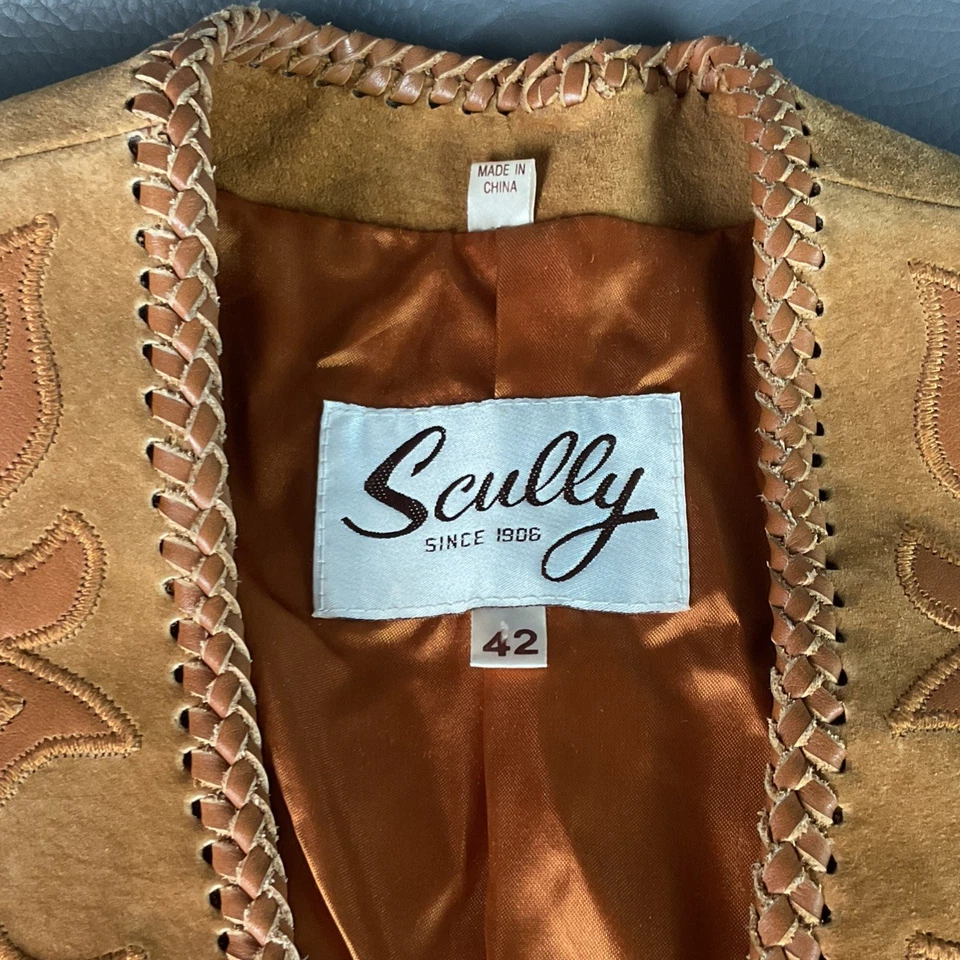 Vintage International Male Beaded Suede Leather Fringe Vest Western Boho Sz 42 - Image 3 of 4