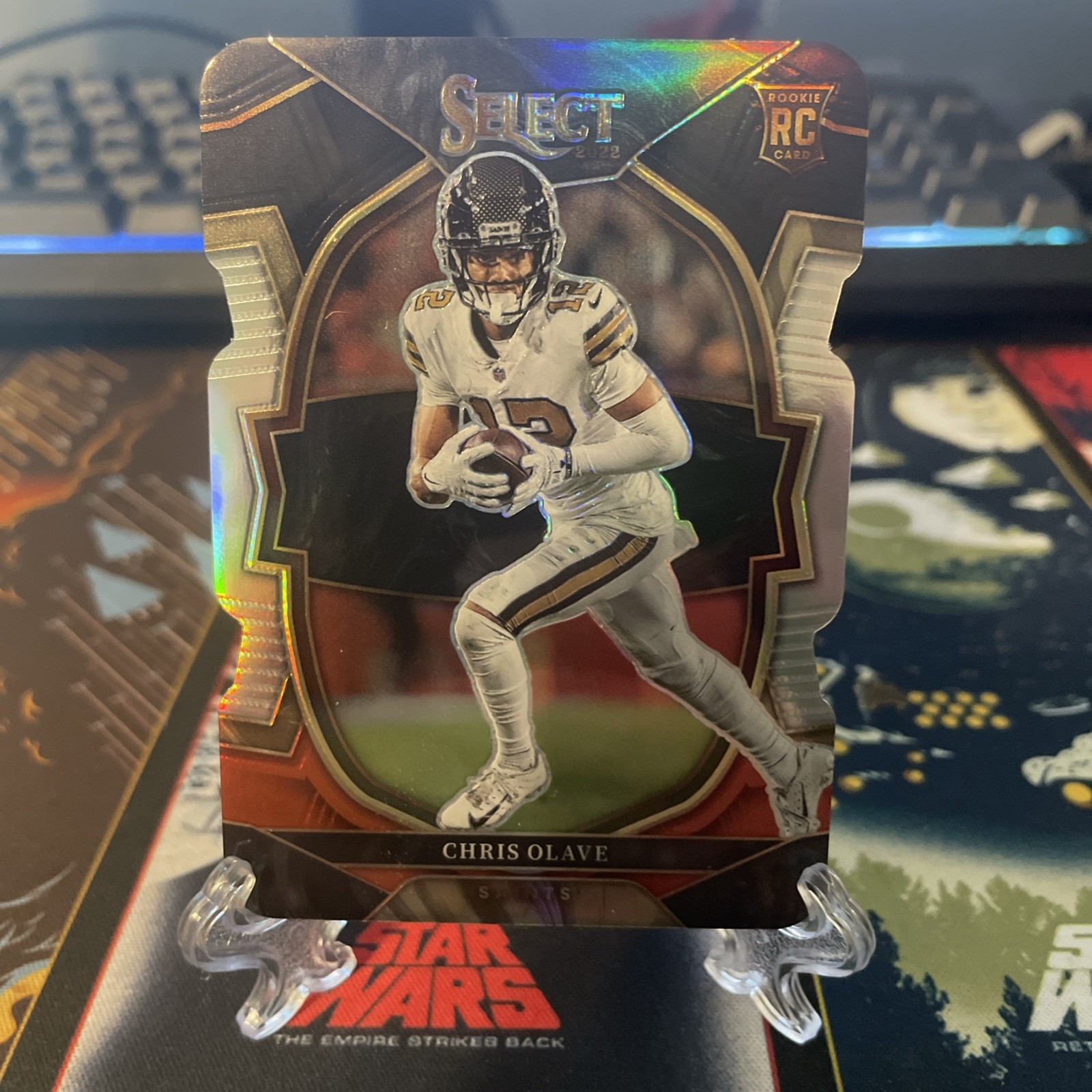 2022 Panini Select Football Chris Olave RC Red Black Prizm Die Cut Concourse 30