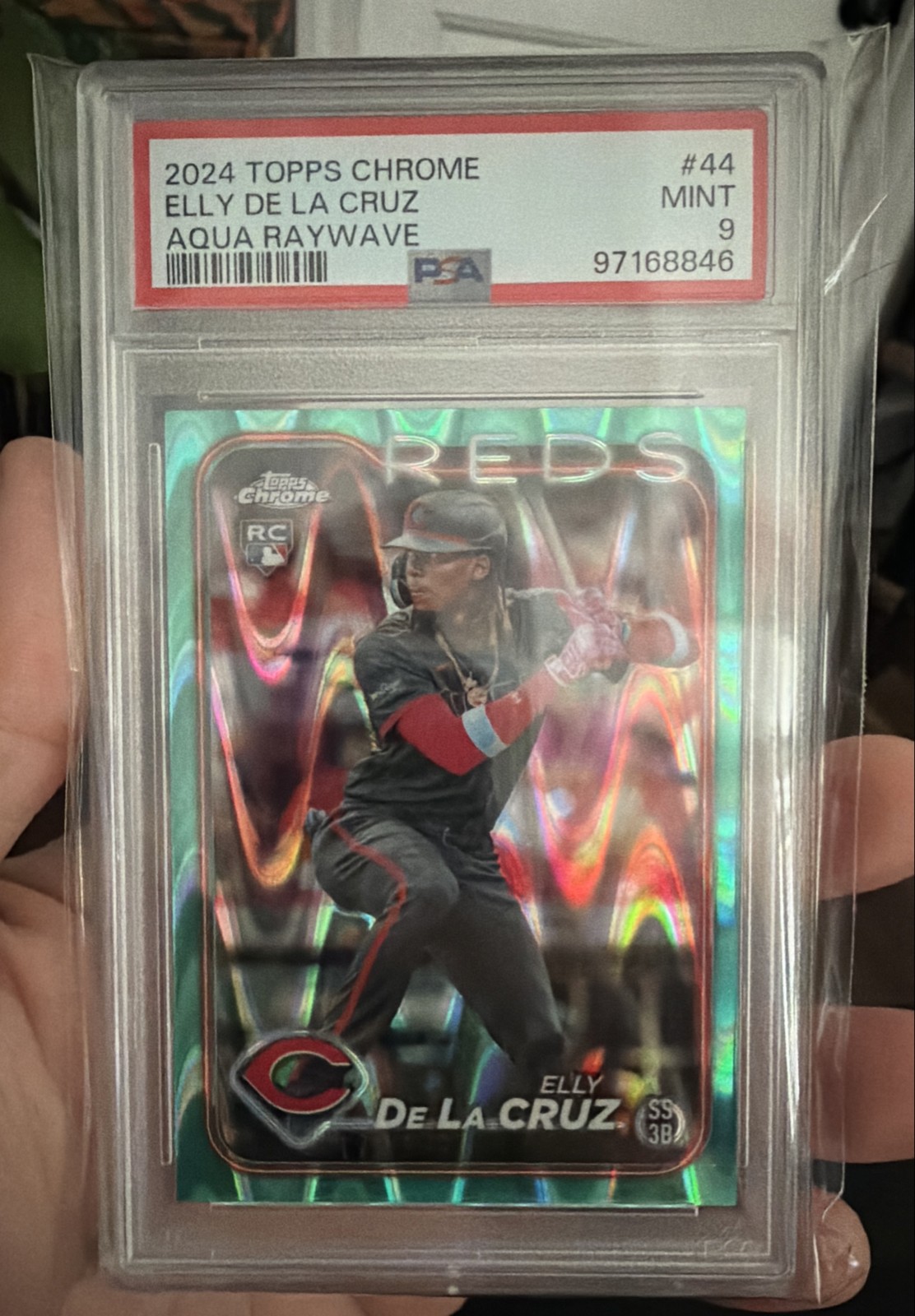 2024 Topps Chrome - Elly De La Cruz #44 Aqua Raywave Refractor /199 (RC)