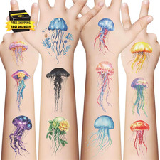 10 Sheets Animals Jellyfish Temporary Tattoo Stickers for Kids Girls Boys Arm, L