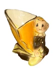 Vintage Elf Pixie Vase Shawnee Pottery Ceramic Flower Planter 4" Glaze Gold Trim