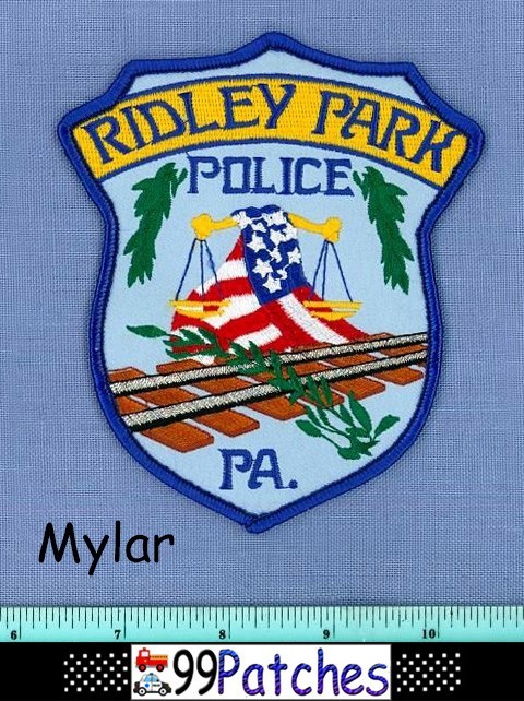 Ridley Park Pennsylvania Police Shoulder Patch Mylar Railroad Train Tracks 4G