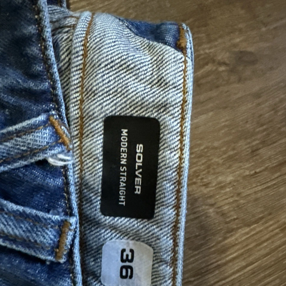 Volcom Jeans Mens 36 x 31 Blue Denim Pants Solver Modern Straight Leg Dark Blue - Image 4 of 4