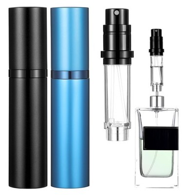 IANFAN 2 Pcs Mini Refillable Perfume Atomizer, Portable Travel Black, Blue 