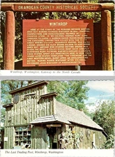 2~4X6 Postcards Winthrop, WA Washington CITY HISTORY SIGN & LAST TRADING POST