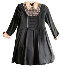 Val Max Lace Bib Pink Collar Cuffs Dress Girls Black Victorian Cottagecore