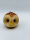 Leadless Wick Made In Italy Glass Eyes Owl Head Candle Orange Brown Unburned