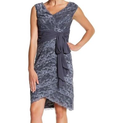 Marina Sheath Multi Tiered Lace Dress Sleeveless Gray Size 10 NWT | eBay Marina Sheath Multi Tiered Lace Dress Sleeveless Gray Size 10 NWT | eBay