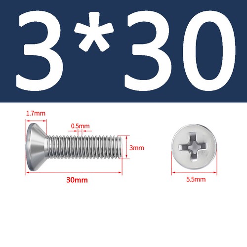 M3 M4 M5 A2 Stainless Steel Phillips Countersunk Flat Head Screw Long 4mm-100mm - Picture 28 of 84