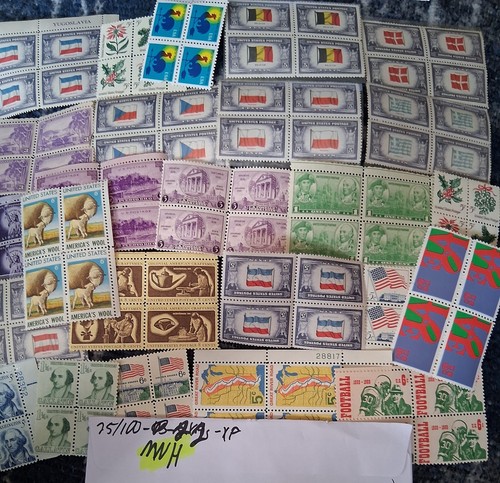 25 US BLOCKS 100 Stamps Unused Mint MNH OG Mixed All Different Blocks Low Price!