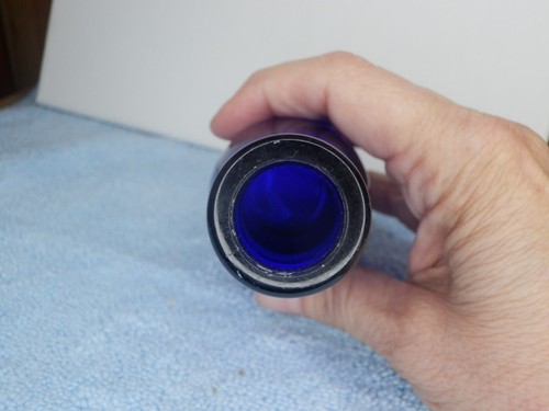 Vintage Cobalt Blue Glass Bottle 5.5" Embossed Bromo-Cedin for Headaches - Imagen 3 de 3