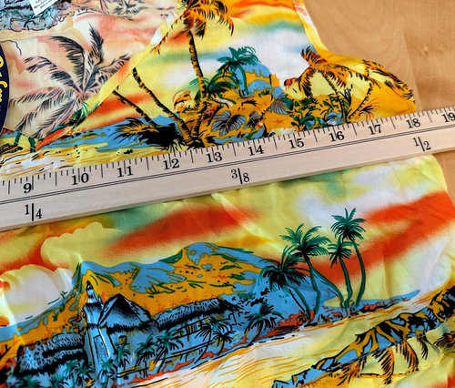 VINTAGE NWT PALMWAVE HAWAIIAN FLORAL CINCHED TANK DRESS WOMENS SZ L - Picture 6 of 6