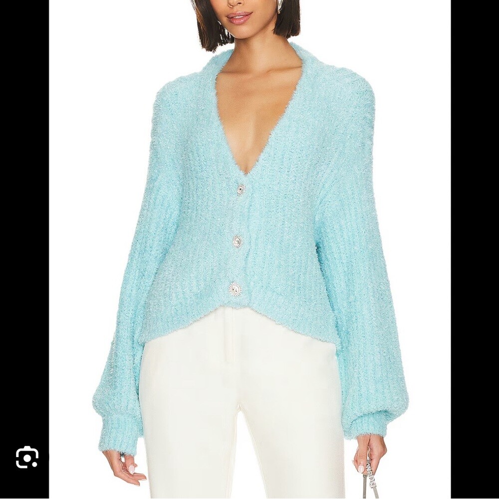 NWT SHOW ME YOUR MUMU clemmie cardi in highlighter blue knit