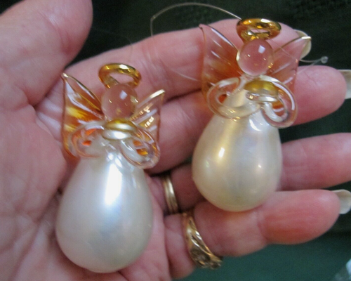 2-BEAUTIFUL RARE VINTAGE ANGEL HAND BLOWN GLASS DECORATIVE CHRISTMAS ORNAMENT - Picture 16 of 19